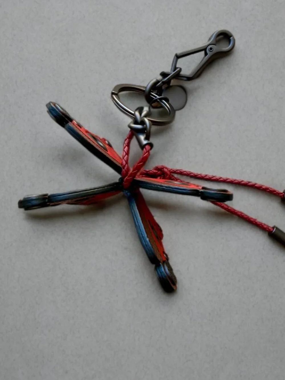 Bottega Veneta Red Leather 3D Butterfly Charm Keyring